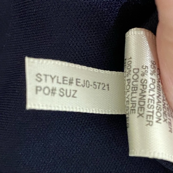 Eliza J Ruffle Shoulder Cocktail Dress Navy Scuba Crepe Wedding Evening Party - Picture 14 of 14